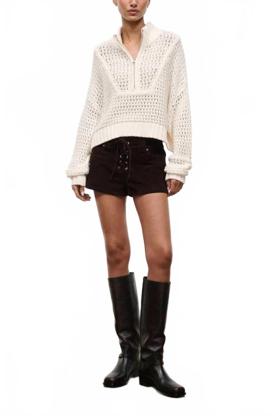NEW STAUD cropped hampton sweater in ivory